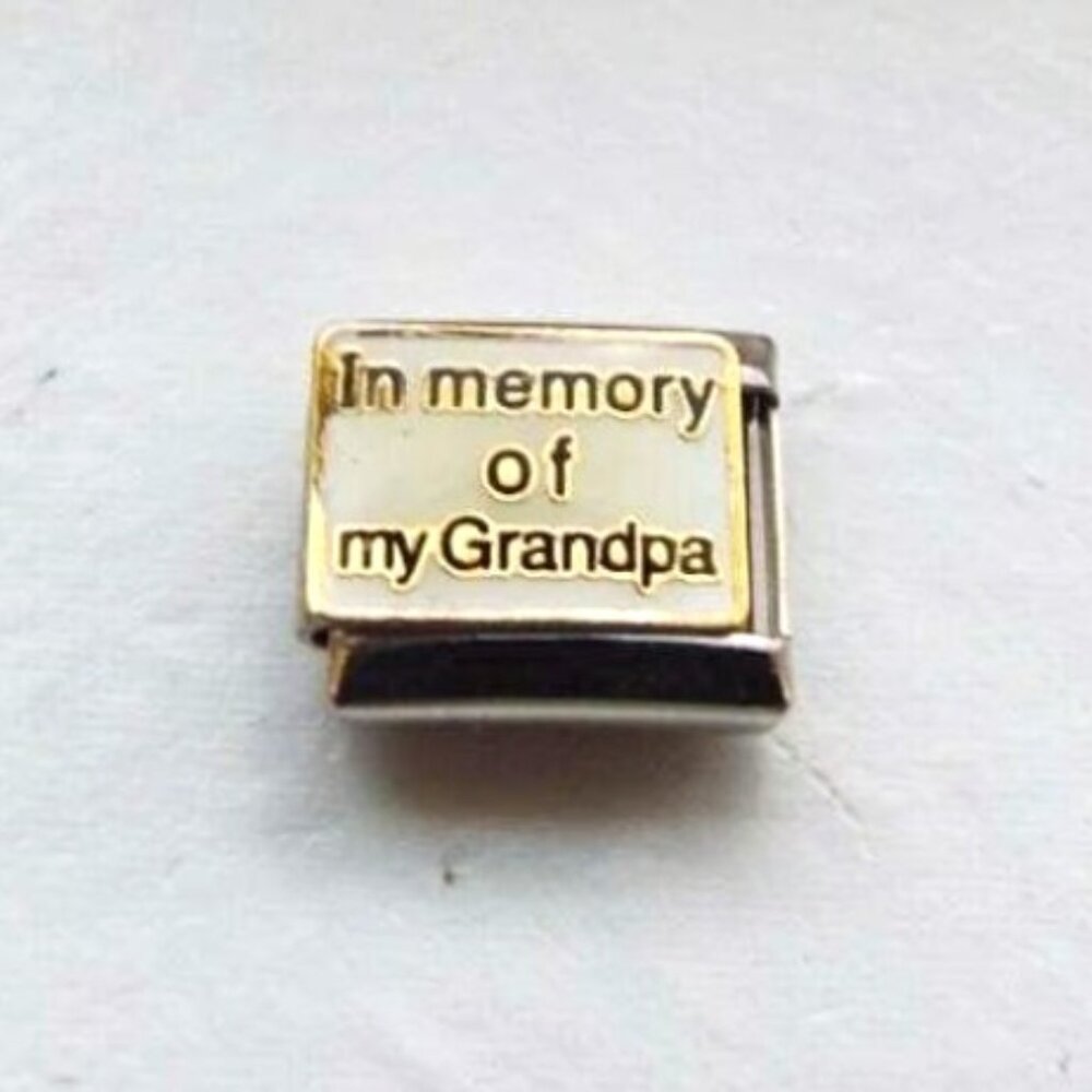 In Memory of My Grandpa 9mm stainless steel italian charm bracelet link new